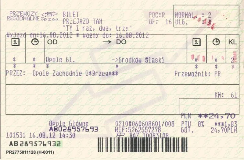 Bilety obok siebie