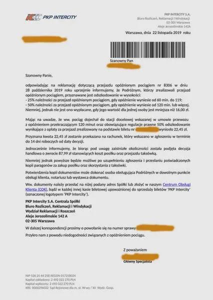 Dokumenty do reklamacji