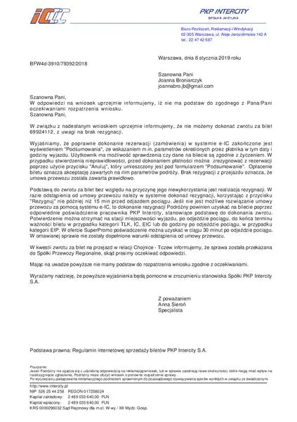 Opóźnienie pociągu reklamacja