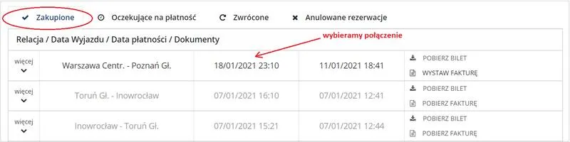 Przebukowanie biletu PKP bez logowania