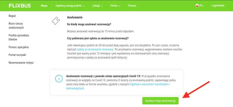 Zwrot pieniędzy za bilet